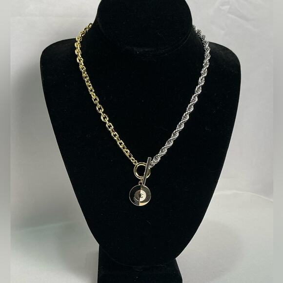 Chanel Two Tone Gold and Silver Chain Necklace Pendant - Picture 1 of 7